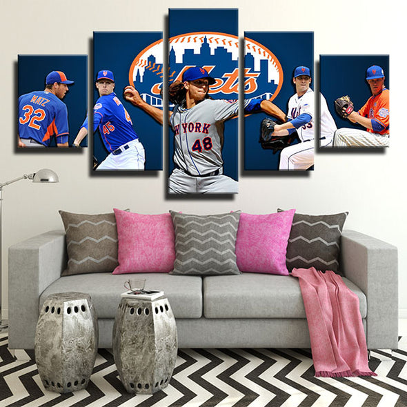 5 piece canvas art framed prints NY Mets Jacob deGrom wall decor-1201 (4)