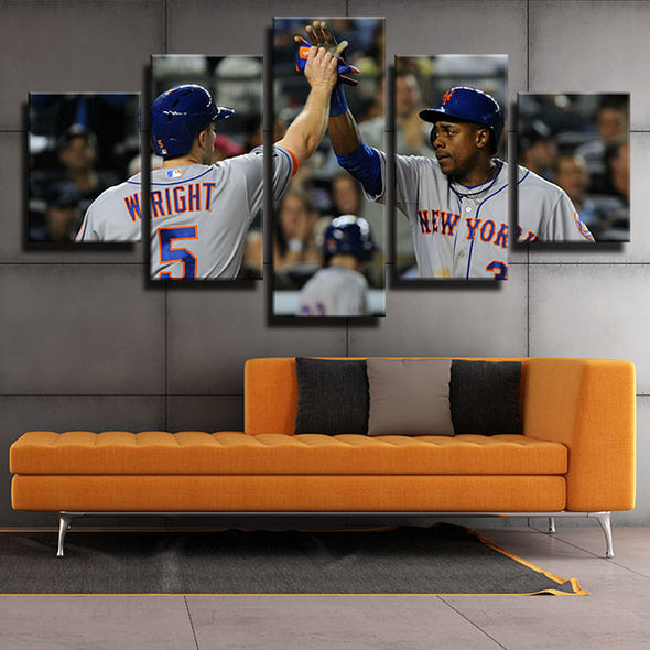 5 piece canvas art framed prints NY Mets Outfielder Curtis Granderson home decor-1201 (2)