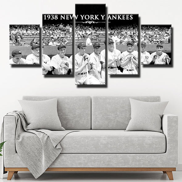 5 piece canvas art framed prints NY Yankees In 1938 live room decor-1201 (2)