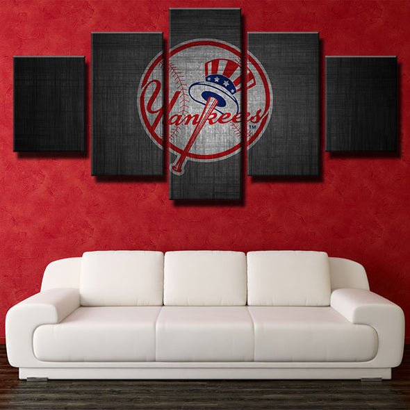 5 piece canvas art framed prints NY Yankees team mark wall picture-1201 (2)