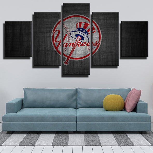 5 piece canvas art framed prints NY Yankees team mark wall picture-1201 (3)