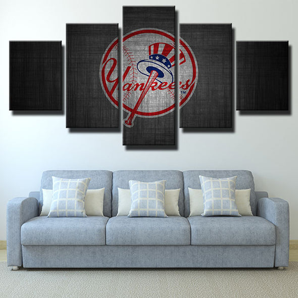 5 piece canvas art framed prints NY Yankees team mark wall picture-1201 (4)