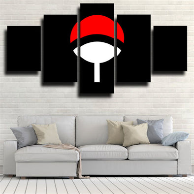 5 piece canvas art framed prints Naruto Uchiha badge wall picture-1811 (1)