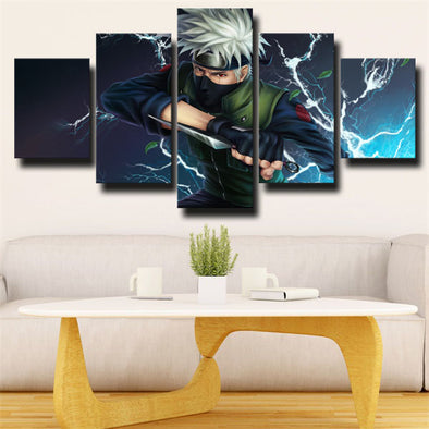 5 piece canvas art framed prints Naruto kakashi live room decor-1723 (1)