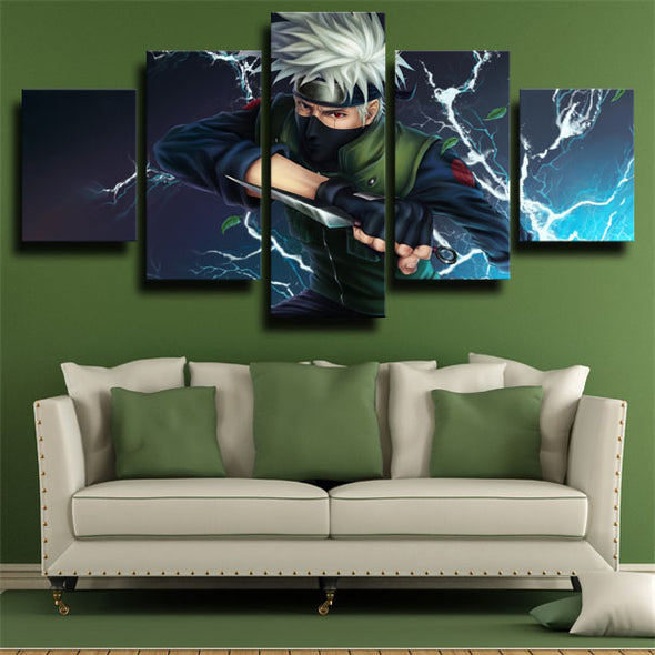 5 piece canvas art framed prints Naruto kakashi live room decor-1723 (2)