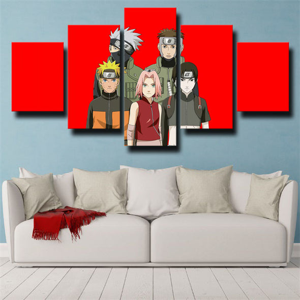 5 piece canvas art framed prints Naruto new team 7 members wall decor-1766 (3)