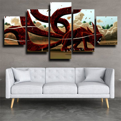 5 piece canvas art framed prints Naruto nine tails live room decor-1799 (1)