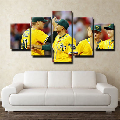 5 piece canvas art framed prints   Oakland Athletics  Team live room decor1228 (1)