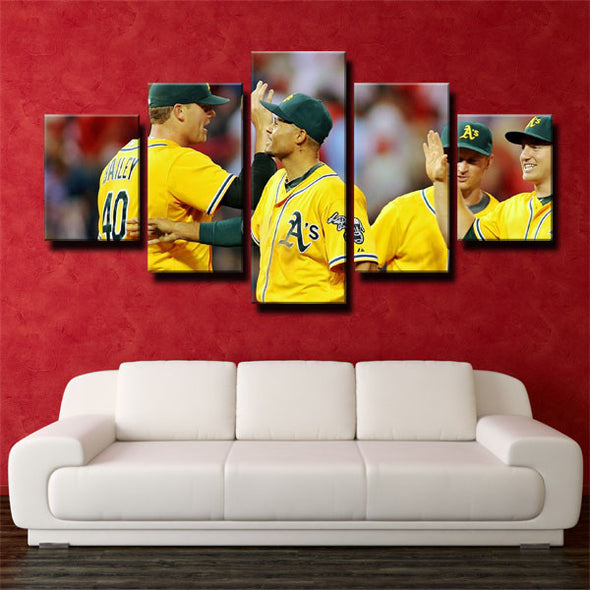 5 piece canvas art framed prints   Oakland Athletics  Team live room decor1228 (3)