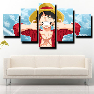 5 piece canvas art framed prints One Piece Monkey D. Luffy home decor-1200 (1)