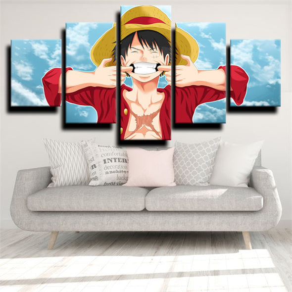 5 piece canvas art framed prints One Piece Monkey D. Luffy home decor-1200 (2)