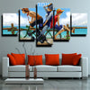 5 piece canvas art framed prints One Piece Portgas D. Ace wall decor-1200 (3)