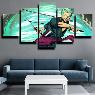 5 piece canvas art framed prints One Piece Roronoa Zoro decor picture-1200 (1)