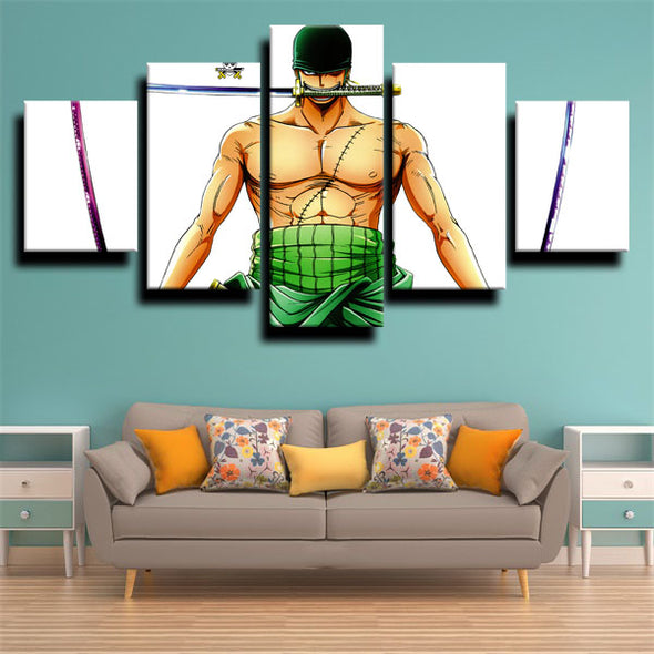 5 piece canvas art framed prints One Piece Roronoa Zoro wall picture-1200 (2)