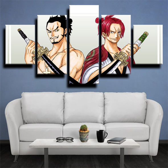 5 piece canvas art framed prints One Piece Shanks live room decor-1200（2）