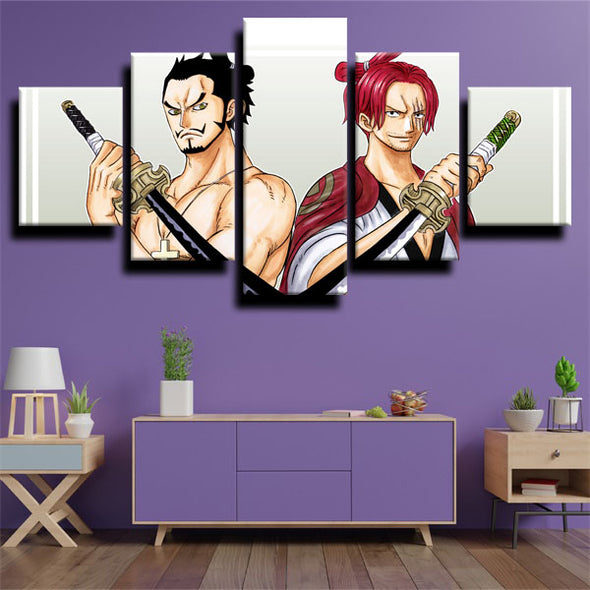 5 piece canvas art framed prints One Piece Shanks live room decor-1200（3）