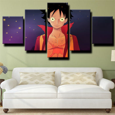 5 piece canvas art framed prints One Piece Straw Hat Luffy wall picture-1200 (1)