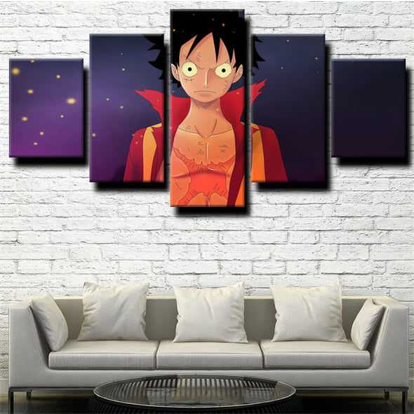 5 piece canvas art framed prints One Piece Straw Hat Luffy wall picture-1200 (2)