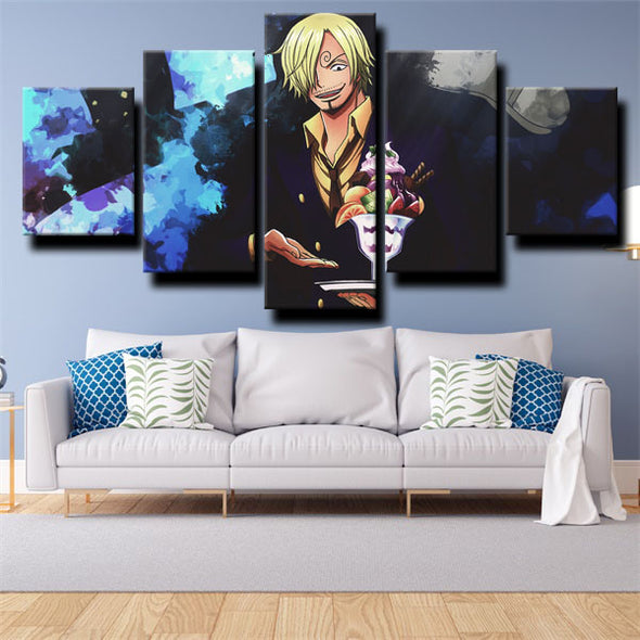 5 piece canvas art framed prints One Piece Vinsmoke Sanji wall picture-1200 (2)