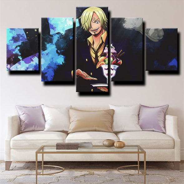 5 piece canvas art framed prints One Piece Vinsmoke Sanji wall picture-1200 (3)
