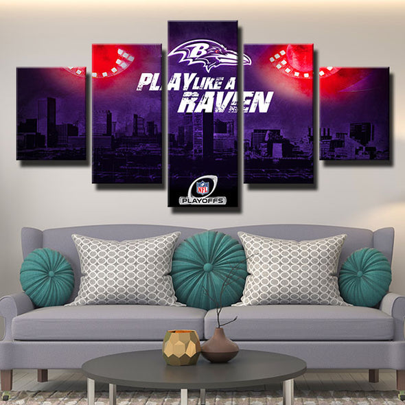5 piece canvas art framed prints Purple Pain eyes city decor picture-1228 (2)
