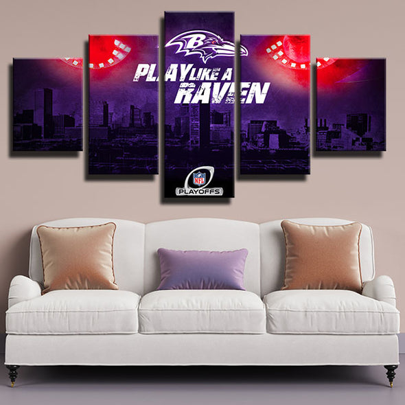 5 piece canvas art framed prints Purple Pain eyes city decor picture-1228 (3)