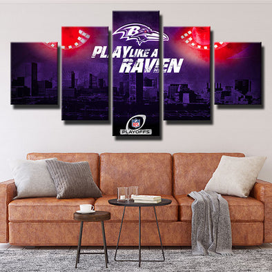 5 piece canvas art framed prints Purple Pain eyes city decor picture-1228 (4)