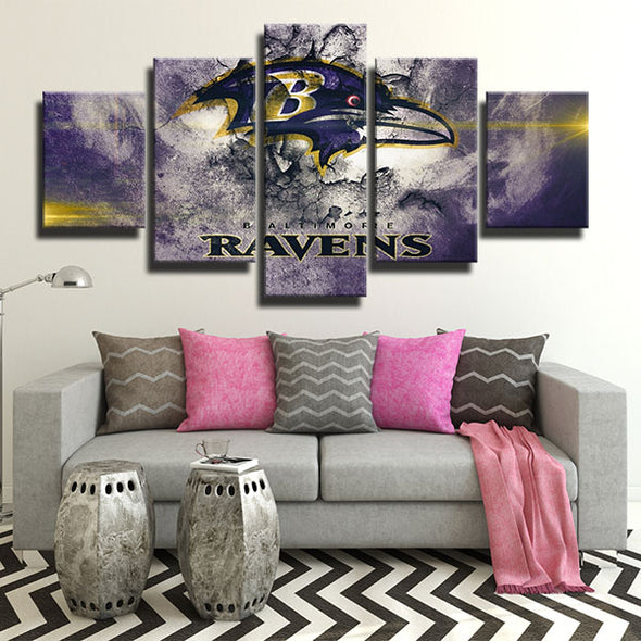 5 piece canvas art framed prints Ravens Split Wall decor picture-1226 (3)