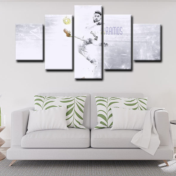 5 piece  canvas art framed prints  Sergio Ramos live room decor1207 (3)