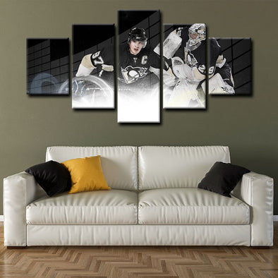 5 piece  canvas art framed prints  Sidney Crosby live room decor1222 (1)