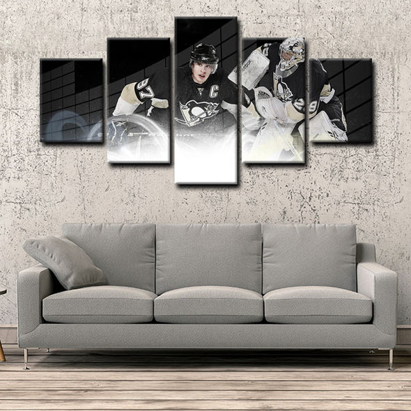 5 piece  canvas art framed prints  Sidney Crosby live room decor1222 (2)