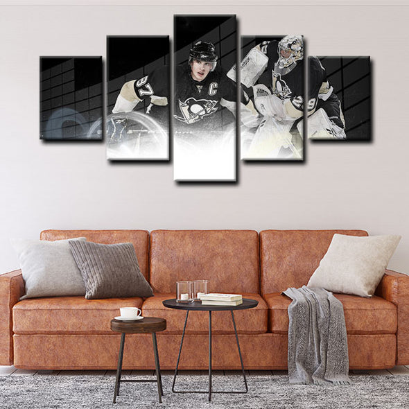 5 piece  canvas art framed prints  Sidney Crosby live room decor1222 (3)