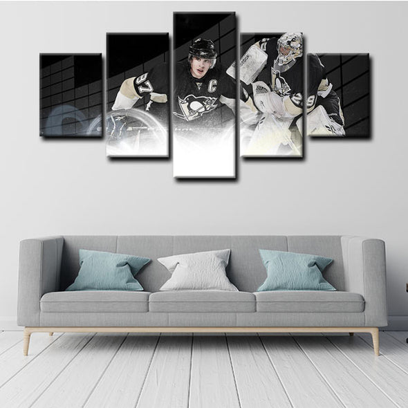 5 piece  canvas art framed prints  Sidney Crosby live room decor1222 (4)