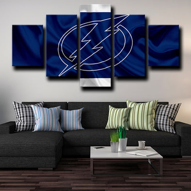 5 piece canvas art framed prints Tampa Bay Lightning Logo wall picture-1224 (1)