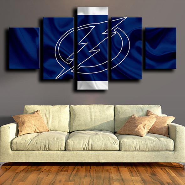 5 piece canvas art framed prints Tampa Bay Lightning Logo wall picture-1224 (2)
