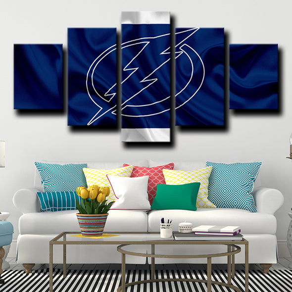 5 piece canvas art framed prints Tampa Bay Lightning Logo wall picture-1224 (3)