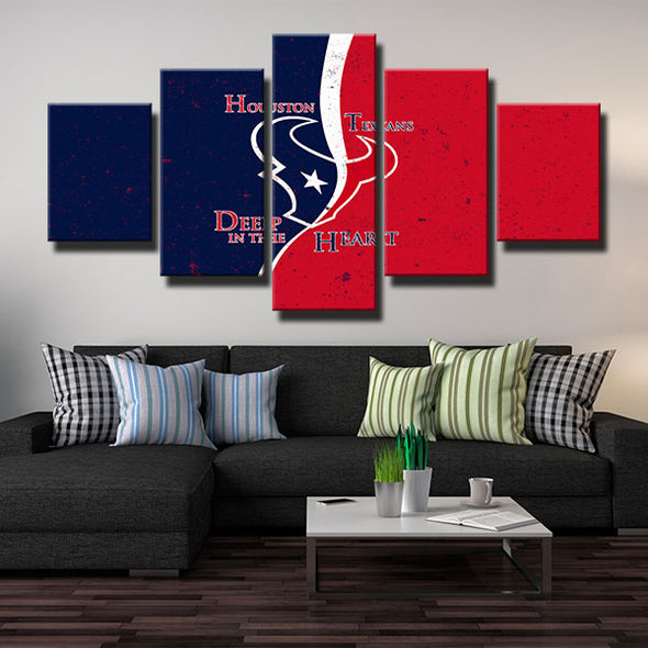 5 piece canvas art framed prints Texans Red and blue decor picture-1211 (1)