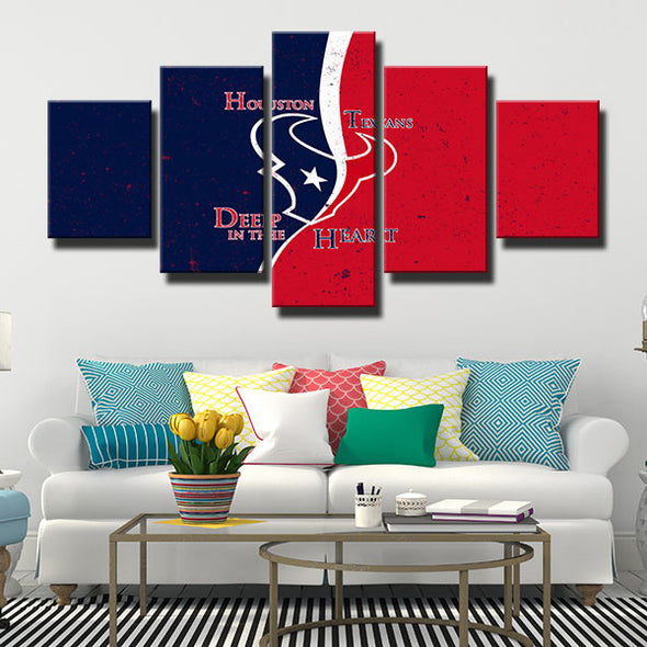 5 piece canvas art framed prints Texans Red and blue decor picture-1211 (2)