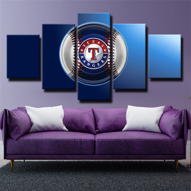 5 piece canvas art framed prints Texas Rangers Badge wall picture1239 (1)