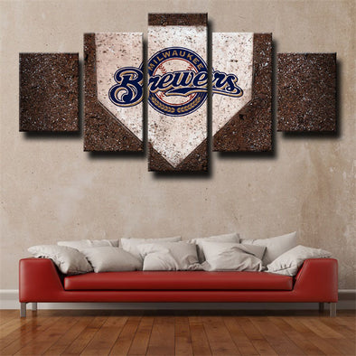 5 piece canvas art framed prints The Brew Crew team LOGO wall picture-1204 (1)