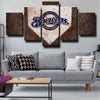 5 piece canvas art framed prints The Brew Crew team LOGO wall picture-1204 (2)