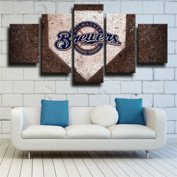 5 piece canvas art framed prints The Brew Crew team LOGO wall picture-1204 (3)