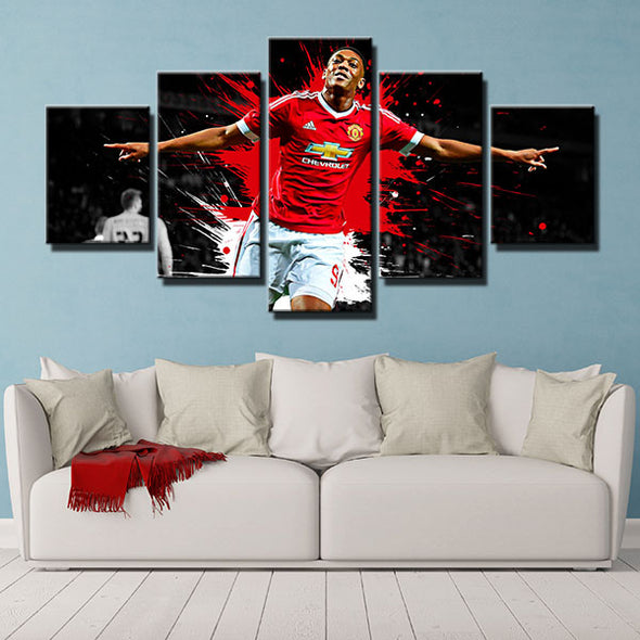 5 piece canvas art framed prints The Red Devils Martial black wall decor-1234 (3)