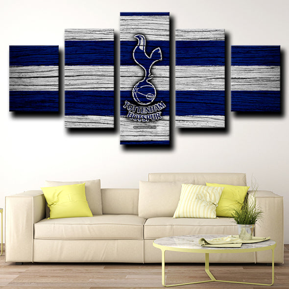 5 piece canvas art framed prints Tottenham Hotspur FC logo live room decor-1227 (2)