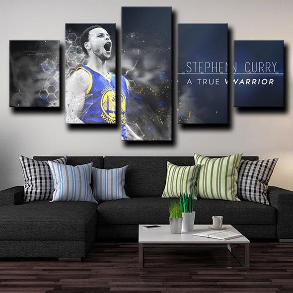 5 piece canvas art framed prints Warriors Stephen Curry room decor-1239 (4)
