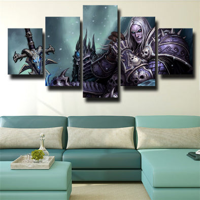 5 piece canvas art framed prints Wrath of the Lich King wall picture-1204 (1)