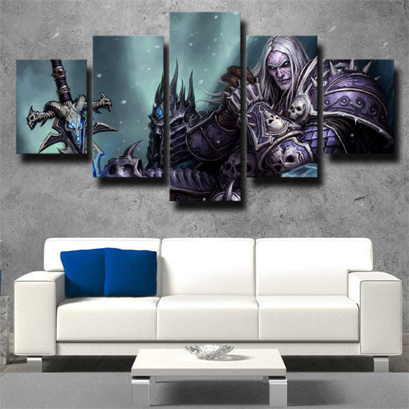 5 piece canvas art framed prints Wrath of the Lich King wall picture-1204 (2)