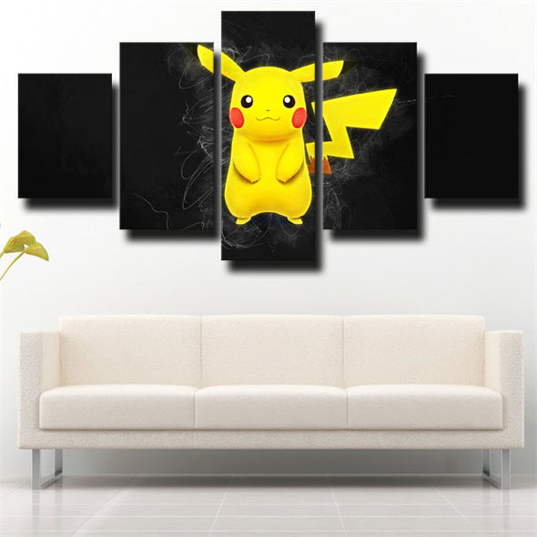 5 piece canvas art framed prints anime Pokemon Pikachu wall picture-1835 (1)