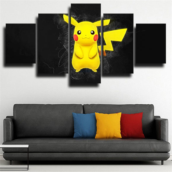 5 piece canvas art framed prints anime Pokemon Pikachu wall picture-1835 (3)