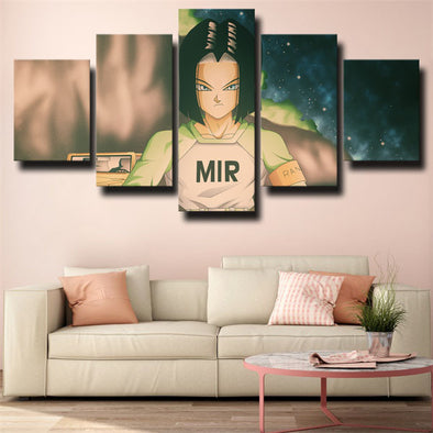 5 piece canvas art framed prints dragon ball Android 17 wall picture-1904 (1)